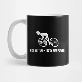 0% Battery – 100% Manpower (Bicycle / Road Bike / White) Mug